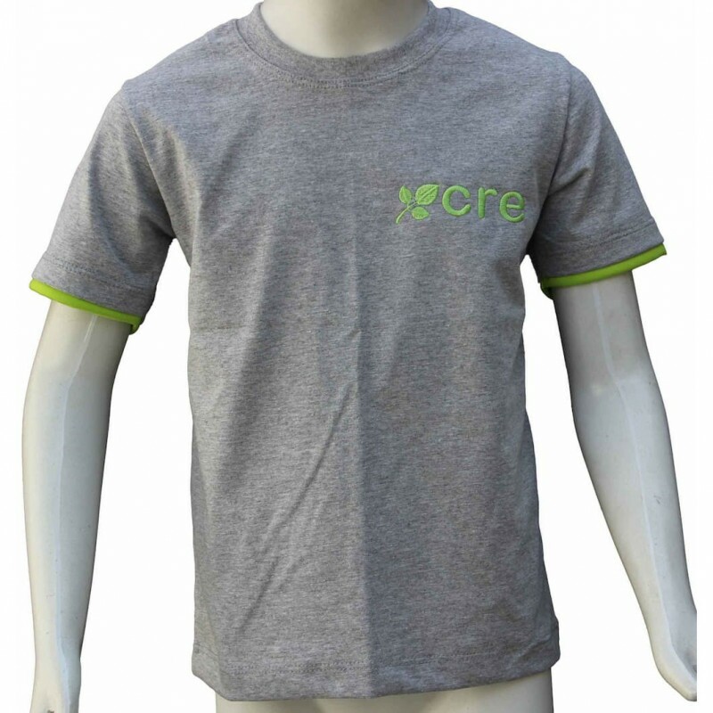 Camiseta de malha cinza mescla m. c.