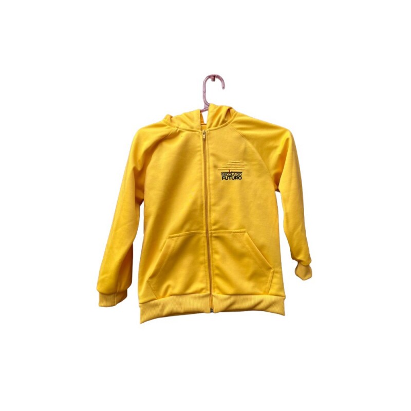 Blusão de poliester amarelo c/ capuz 