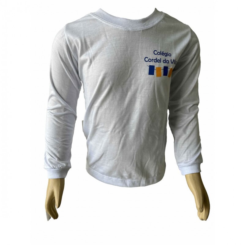 Camiseta branca de malha manga longa Camiseta branca de malha manga longa