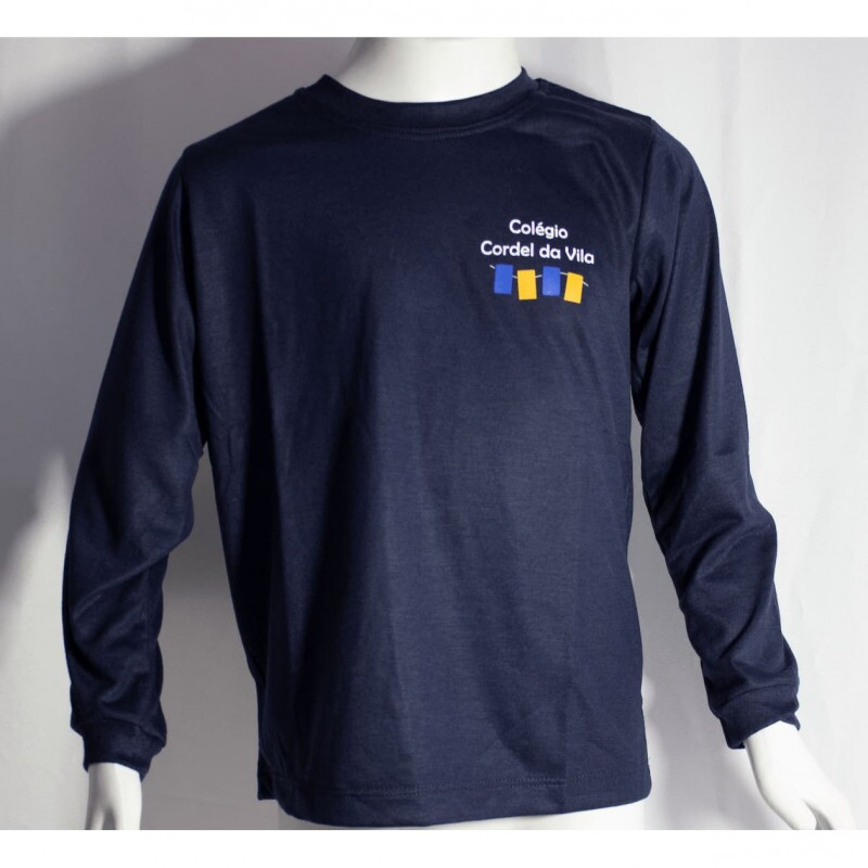 Camiseta azul de malha manga longa Camiseta azul de malha manga longa